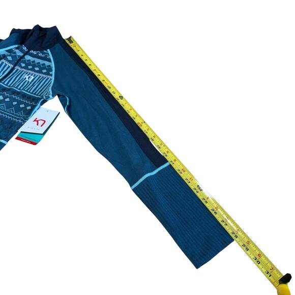 Karii Traa Wool Blend Blue Teal 1/2 Zip Base layer Pullover Womens Small - Picture 12 of 13